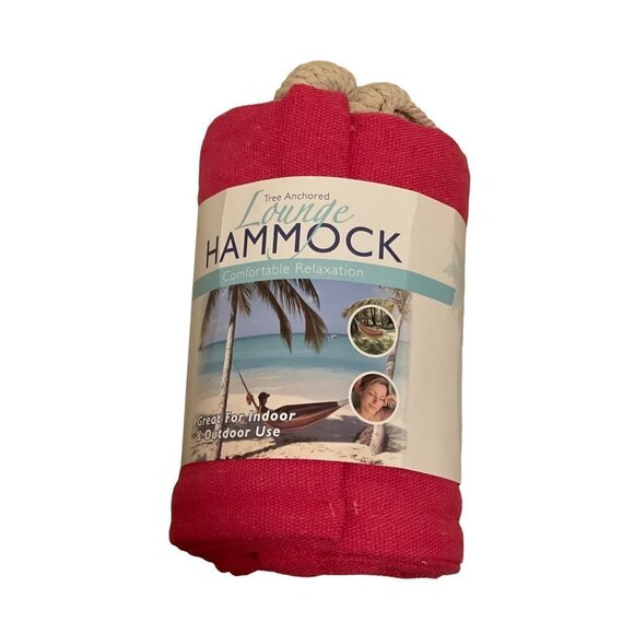 Lot of 2 Tree Anchored Lounge Hammock Pink Comfort Outdoor 78" x 39" Up to 220 - Picture 2 of 7
